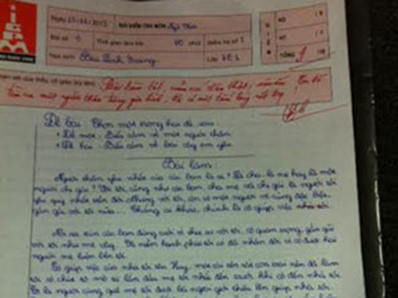 Bài tập làm văn hay của học sinh lớp 7